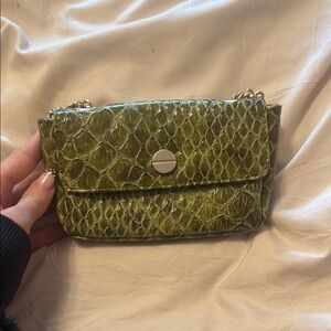 Jessica Simpson Olive Snake Print Clutch